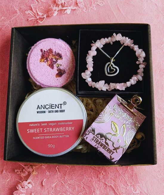 Romantic Gift Set with Silver Heart Pendant and Rose Quartz